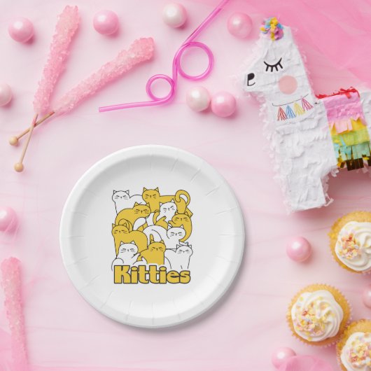 Assiettes En Carton Chubby Kitties Design - Cat Art adorable (Fête)