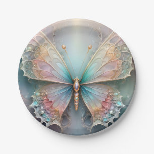 Assiettes En Carton Chuchotements de couleur : Papillon fractal pastel