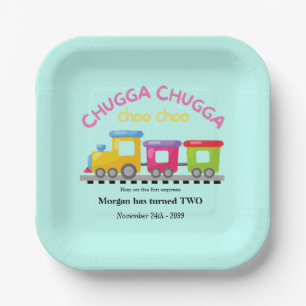 Assiettes En Carton Chugga Choo Train Caricature à thème 2e anniversai