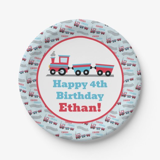 Assiettes En Carton Chugga Chugga Choo Choo Train Plaques d'anniversai (Devant)