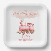 Assiettes En Carton Chugga Deux Choo Choo Train 2e fête d'anniversaire (Recto)