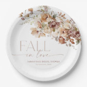 Assiettes En Carton Chute amoureuse douche à nuptiale fleurie rustique (Devant)