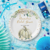 Assiettes En Carton Chute amoureuse Flore Citrouille blanc et or (Fête)