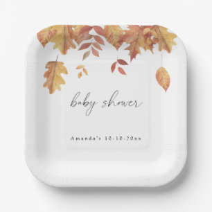 Assiettes En Carton Chute du baby shower d'automne feuille
