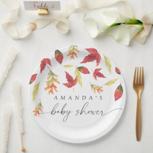 Assiettes En Carton Chute du Baby shower feuille