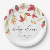 Assiettes En Carton Chute du Baby shower feuille (Devant)