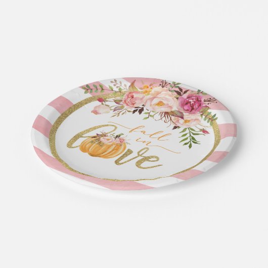 Assiettes En Carton Chute en Aimer Plaque - Bandes roses (Angle)