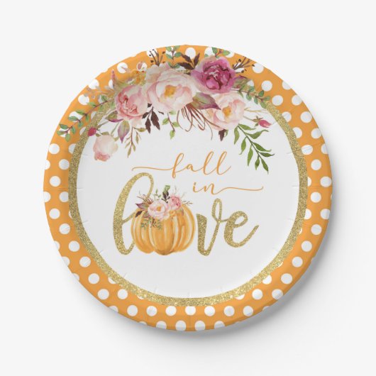 Assiettes En Carton Chute en Aimer Plaque - Orange Dots (Devant)