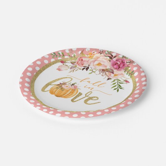 Assiettes En Carton Chute en Aimer Plaque - Points roses (Angle)