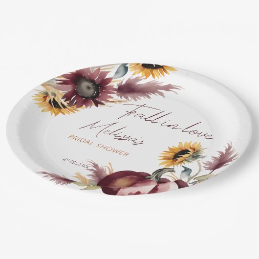 Assiettes En Carton Chute en amour boho citrouille tournesol douche nu (Angle)