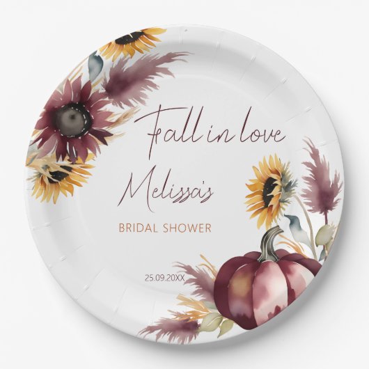 Assiettes En Carton Chute en amour boho citrouille tournesol douche nu (Devant)