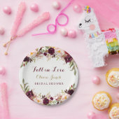 Assiettes En Carton Chute en Amour Burgundy Plaque de Fête des mariées (Fête)