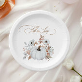 Assiettes En Carton Chute en amour Citrouille blanc