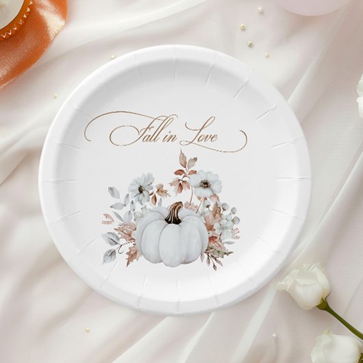 Assiettes En Carton Chute en amour Citrouille blanc