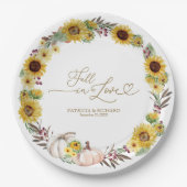 Assiettes En Carton Chute en amour Citrouille de tournesol Mariage (Devant)