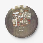 Assiettes En Carton Chute en Amour Mason Jar Lumières Mariage rustique (Devant)