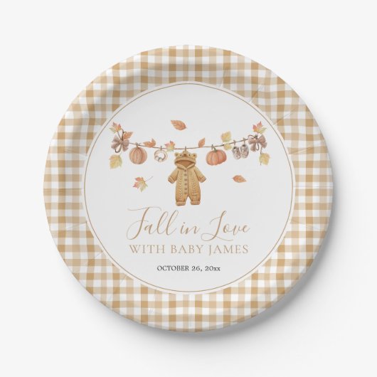 Assiettes En Carton Chute en amour Rustique Boho Baby shower d'automne (Devant)