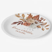 Assiettes En Carton Chute Floral Bouquet Mariage blanc (Angle)