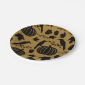 Assiettes En Carton Chute Gold Orange Jaune Corneille Noire Citrouille (Angle)