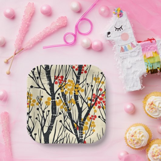 Assiettes En Carton Chute moderne Abstrait scandinave (Fête)