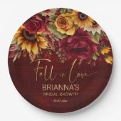 Assiettes En Carton Chute nuptiale douche bordeaux tournesols rose (Devant)
