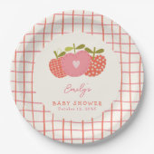 Assiettes En Carton Chute Pomme thème Baby shower Whimsical rose rouge (Devant)