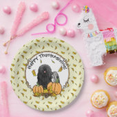 Assiettes En Carton Chute Puli Chien (noir) Citrouille Feuille mignon (Fête)