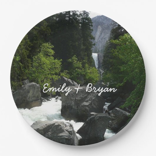 Assiettes En Carton Chutes vernales à la distance à Yosemite (Devant)