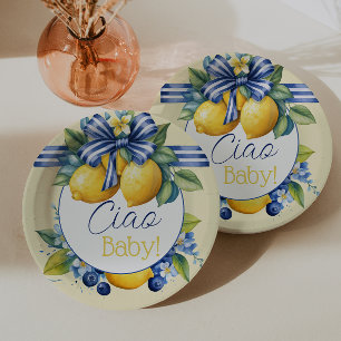 Assiettes En Carton Ciao Baby Blue Bow Carrelage Citron Baby shower