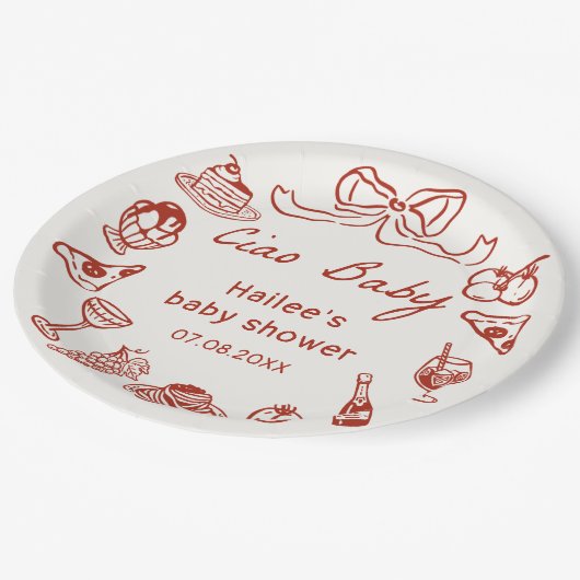 Assiettes En Carton Ciao Baby Italian Themed Baby Shower Paper Plates (Angle)