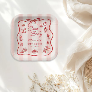 Assiettes En Carton Ciao Baby Italien Citron Baby shower Plaques de pa