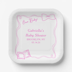 Assiettes En Carton Ciao Baby Pâtes Dessinées à la main Baby shower it