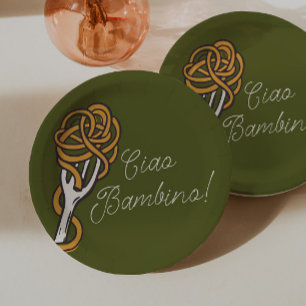 Assiettes En Carton Ciao Bambino Fête Prénatale d'Été Italienne Bébé