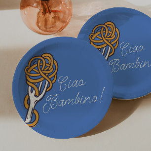 Assiettes En Carton Ciao Bambino Pâtes Italiennes Baby Shower d'Été