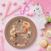 Assiettes En Carton Cidre épicé Orange Gold Blue Birdcage (Fête)