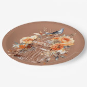 Assiettes En Carton Cidre épicé Orange Gold Blue Birdcage (Angle)