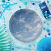Assiettes En Carton Ciel bleu nuages blancs éparpillés Motif bleu (Fête)