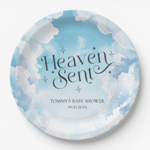 Assiettes En Carton Ciel Bleu Nuages Envoyés par le Ciel Cadeau de Nai