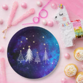 Assiettes En Carton Ciel de Noël, Bleu, Blanc, Étoiles, Fête (Fête)
