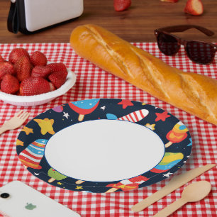 Assiettes En Carton Ciel nocturne avec étoiles et design sucettes glac