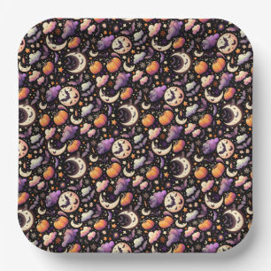 Assiettes En Carton Ciel nocturne fantaisiste d'Halloween