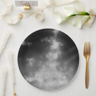 Assiettes En Carton Ciel nocturne gris monochrome