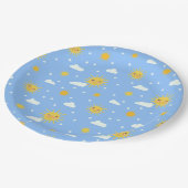 Assiettes En Carton Ciel Nuageux Bleu Et Jaune (Angle)