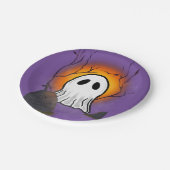 Assiettes En Carton Ciel violet Orange Lune Fantôme dans un cimetière (Angle)