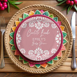 Assiettes En Carton Cielito lindo baby shower mexicain rose pâle<br><div class="desc">Cielito lindo rose pâle baby shower mexicain monogrammed plaques de papier customisé modèle, blanc et rose filles baby shower plaques de papier personnalisées, talavera baby shower plaques de papier monogrammed, baby shower mexicain décoration de table personnalisée Petite fille baby shower plaques de papier papel picado plaques fiesta mexicaine table décoration...</div>
