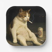 Assiettes En Carton Cigarette Kitten Funny Smoking Cat Gen Z Meme (Recto)