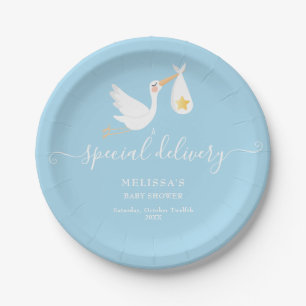 Assiettes En Carton Cigogne Livraison Spéciale Baby Shower Sprinkle