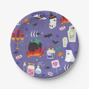 Assiettes En Carton cimetière de pierre tombale de chaudière à hallowe