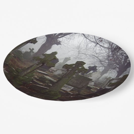 Assiettes En Carton cimetière éffrayant (Angle)