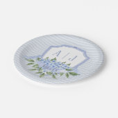 Assiettes En Carton Cimetière Monogram Hydrangea Bleue avec des rayure (Angle)